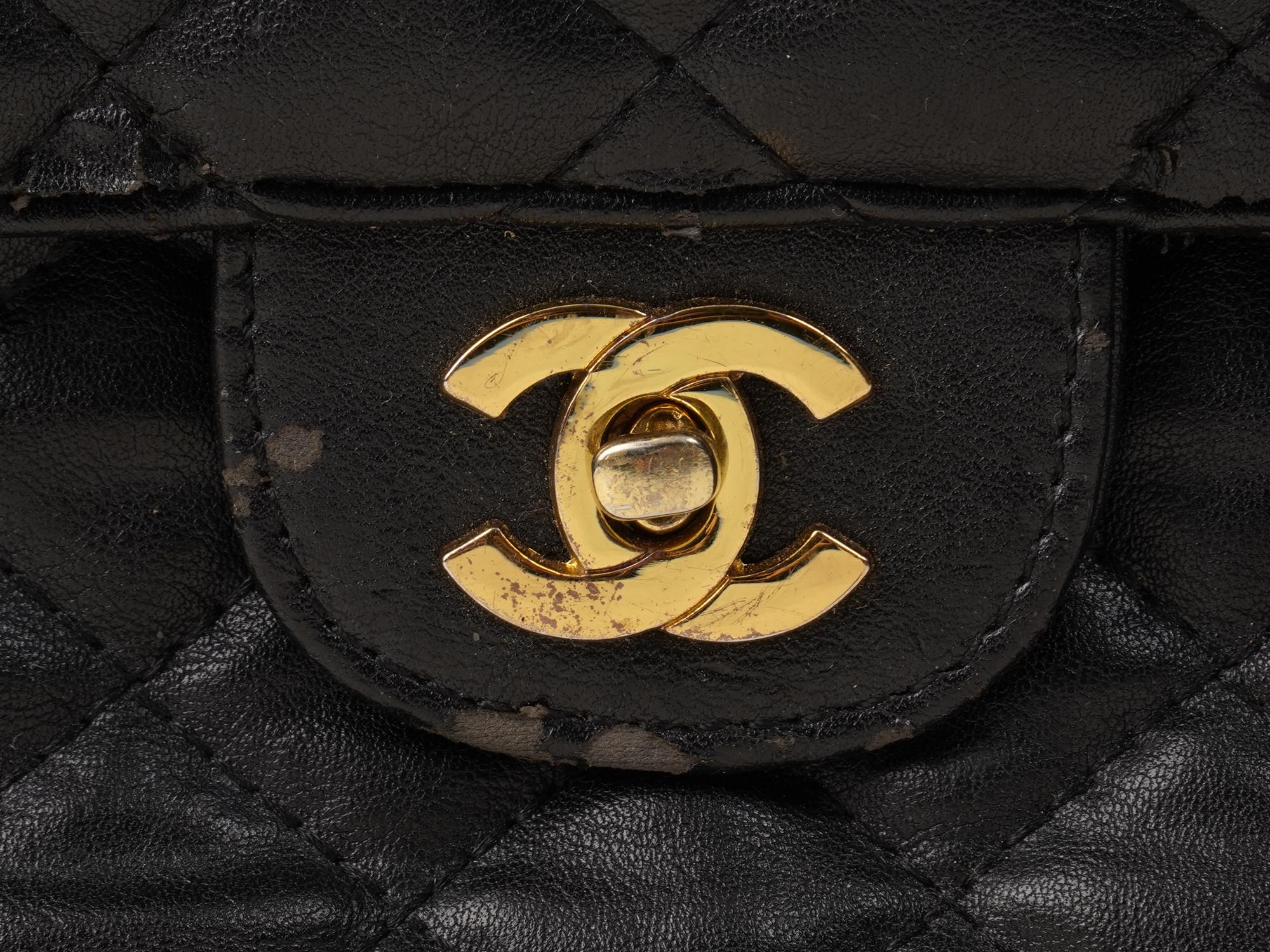 CHANEL STYLE FLAP QUILTED BLACK LEATHER BAG PURSE PIC-6
